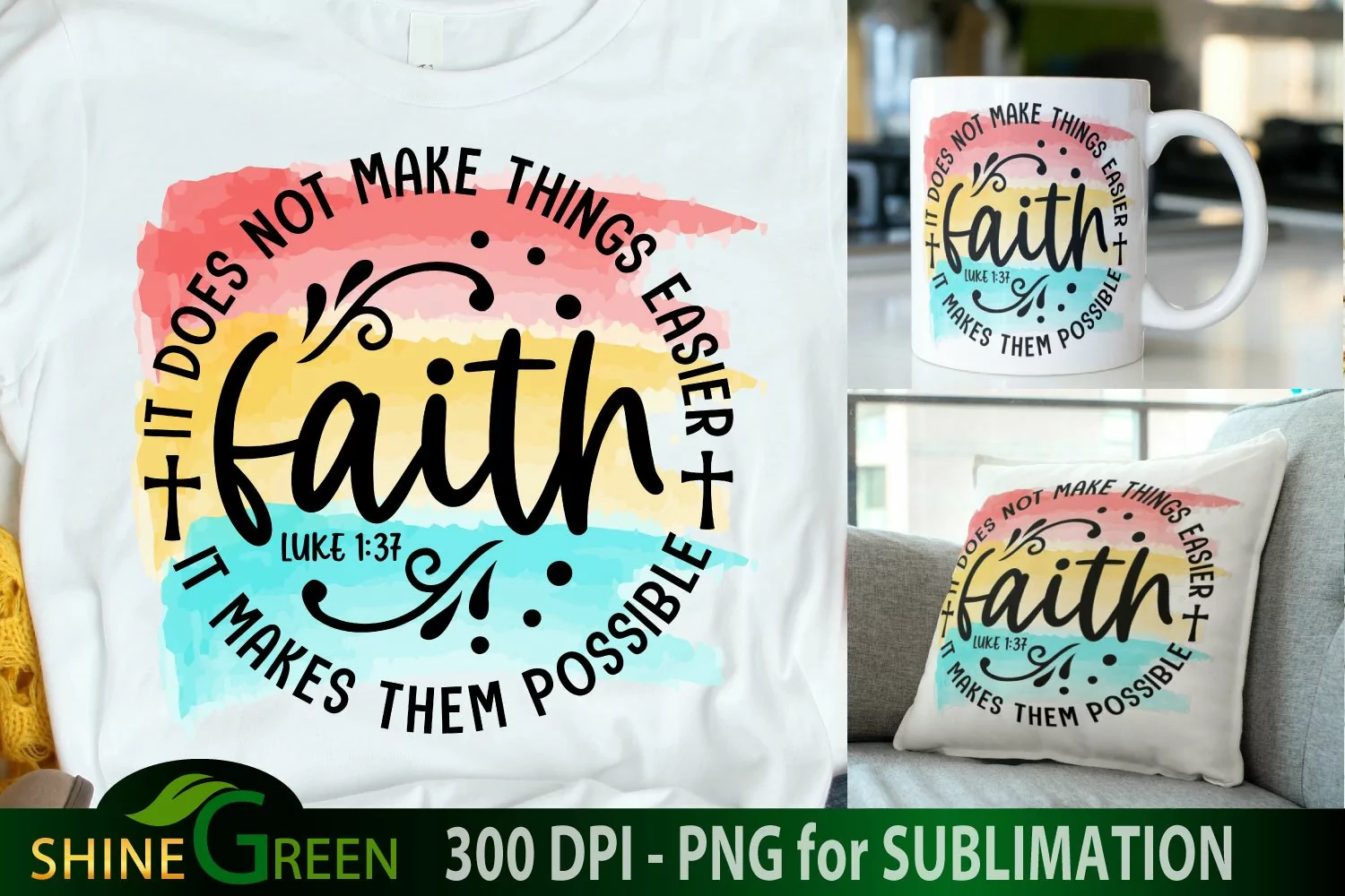 faith quote sublimation watercolour png by shine green art