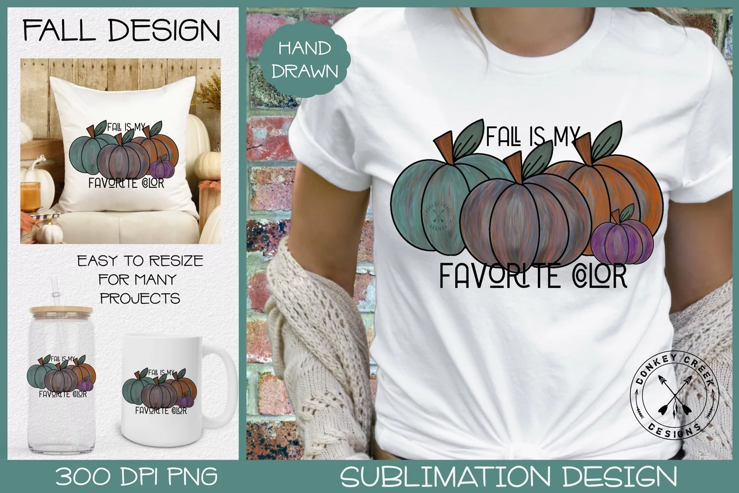 Fall Sublimation|Fall Is My Favorite Color|Pumpkins PNG product image 1