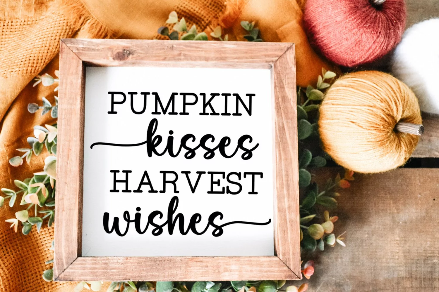 Pumpkin Kisses I Fall Sign SVG I Thanksgiving SVG product image 1