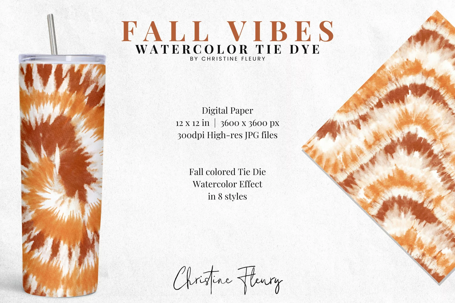 Fall Vibes Watercolor Tie Dye Sublimation Digital Paper product image 1