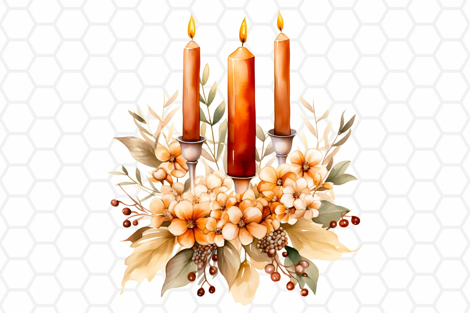 Fall Watercolor Candles Clipart Autumn Sublimation