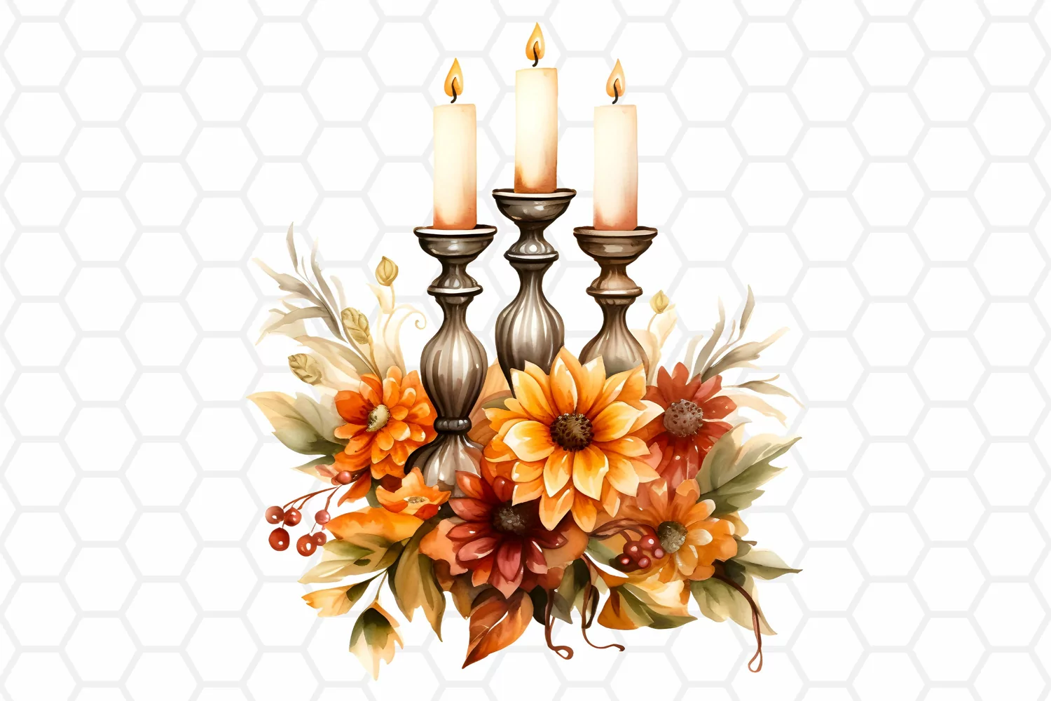 Fall Watercolor Candles Clipart Autumn Sublimation