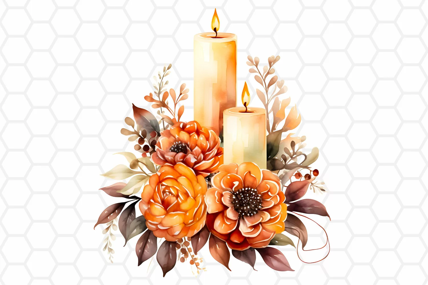 Fall Watercolor Candles Clipart Autumn Sublimation