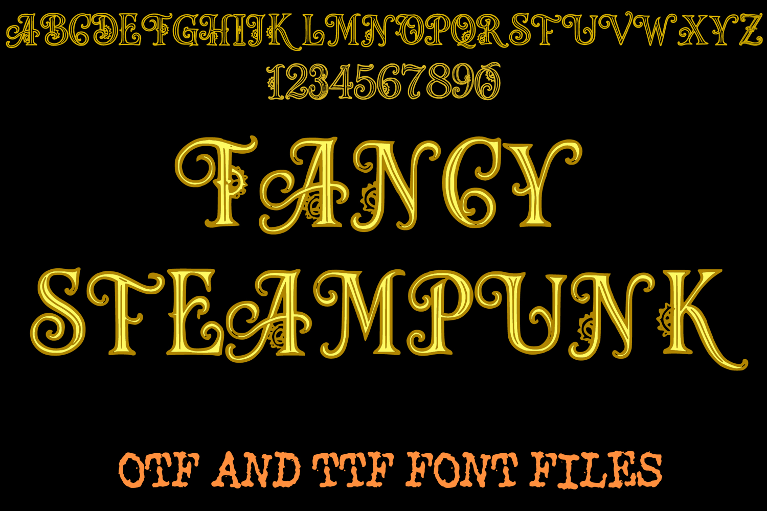 Fancy Steampunk Lettering ABC Text Font Alphabet OTF Type product image 1