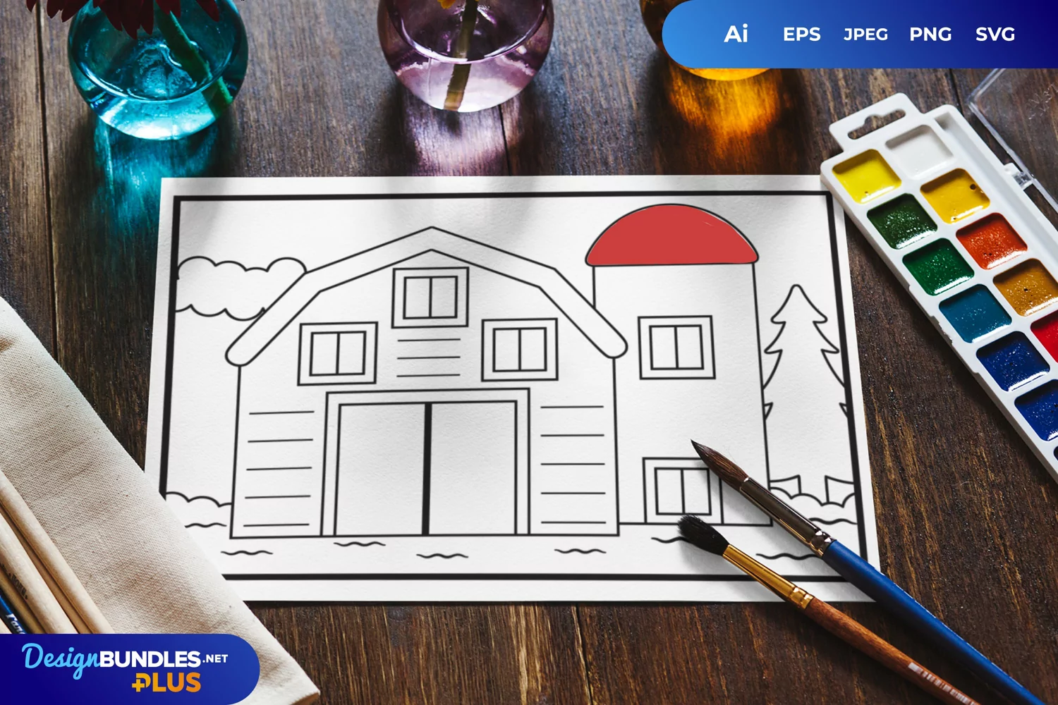 Farm Barn Front Door Coloring Page product image 1