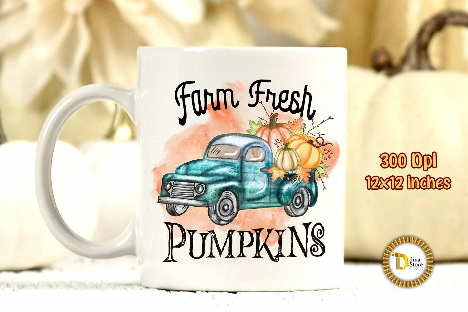 Farm Fresh Pumpkins - Watercolor Fall Truck product image 1