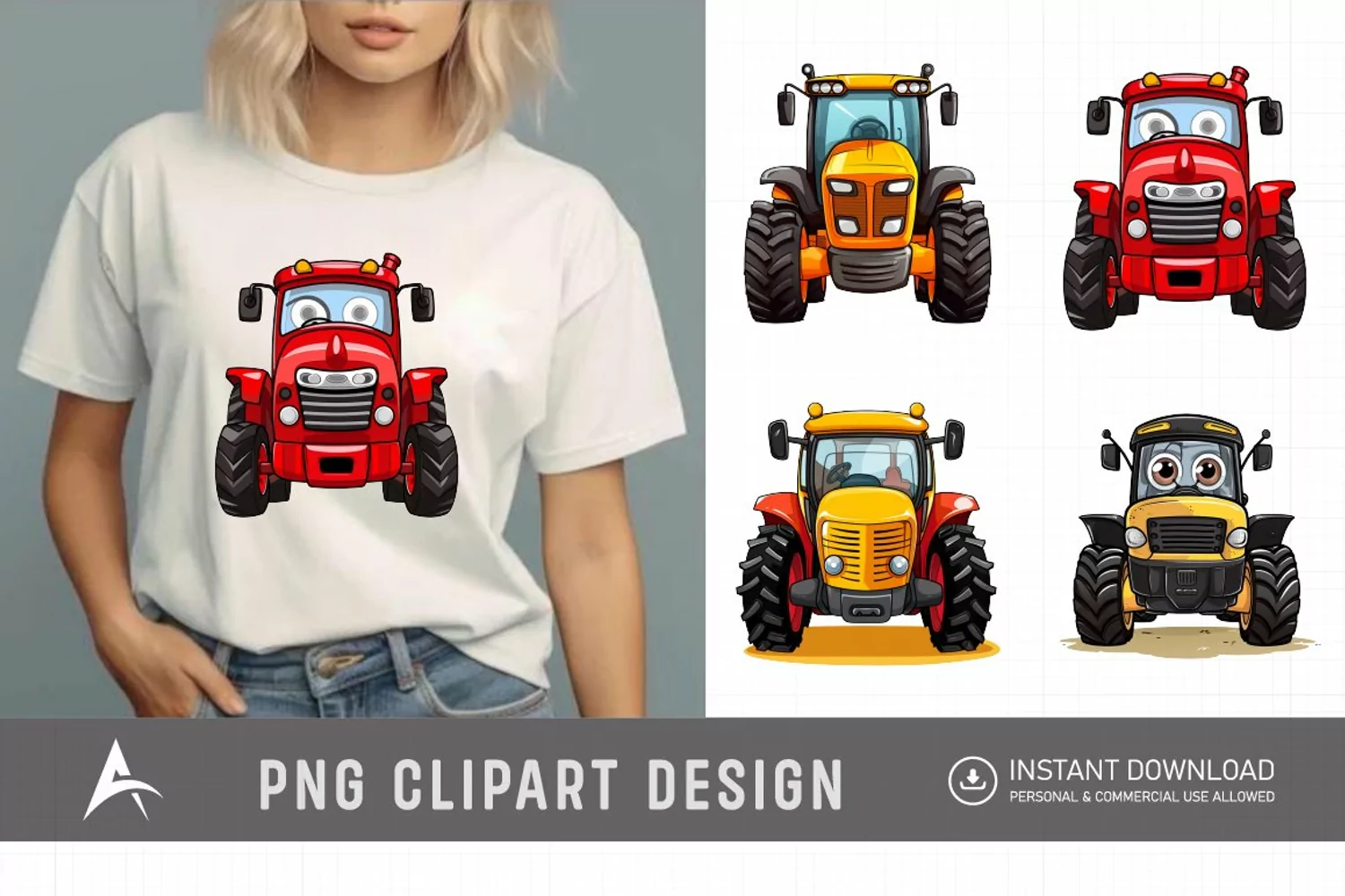 Watercolor Farm Tractor Watercolor Clipart product image 1