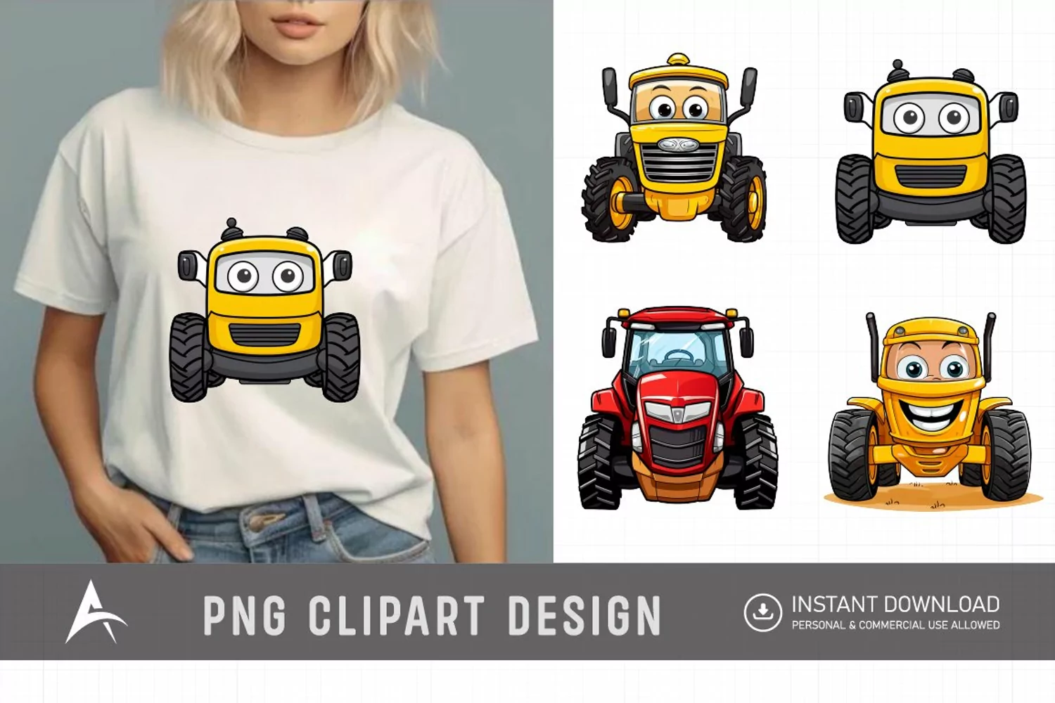 Watercolor Farm Tractor Watercolor Clipart product image 1
