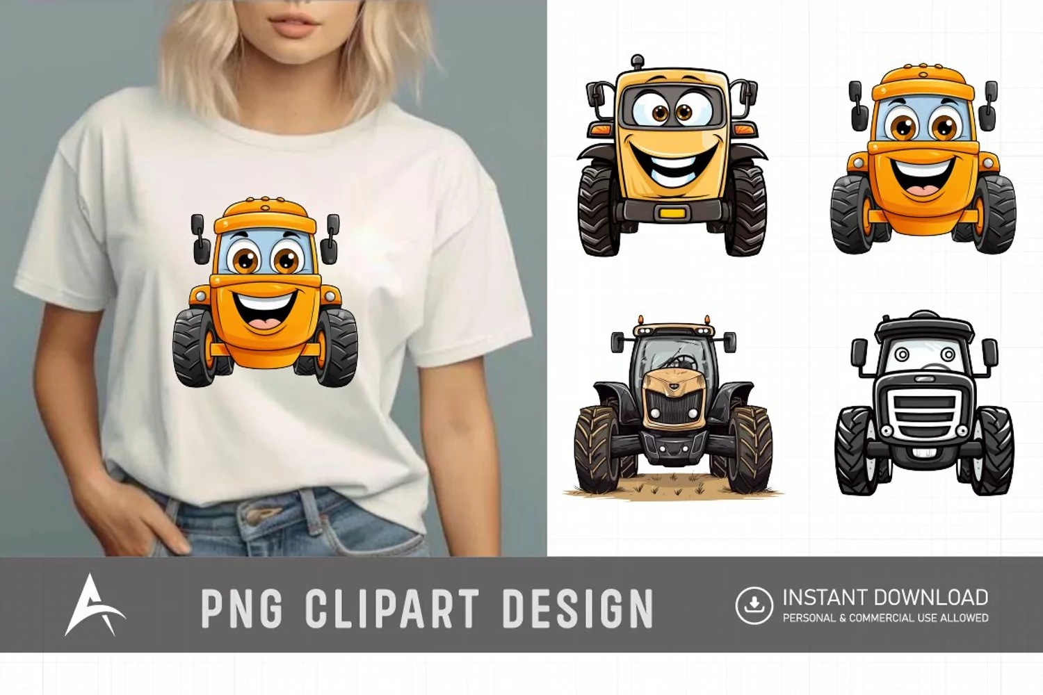 Watercolor Farm Tractor Watercolor Clipart product image 1