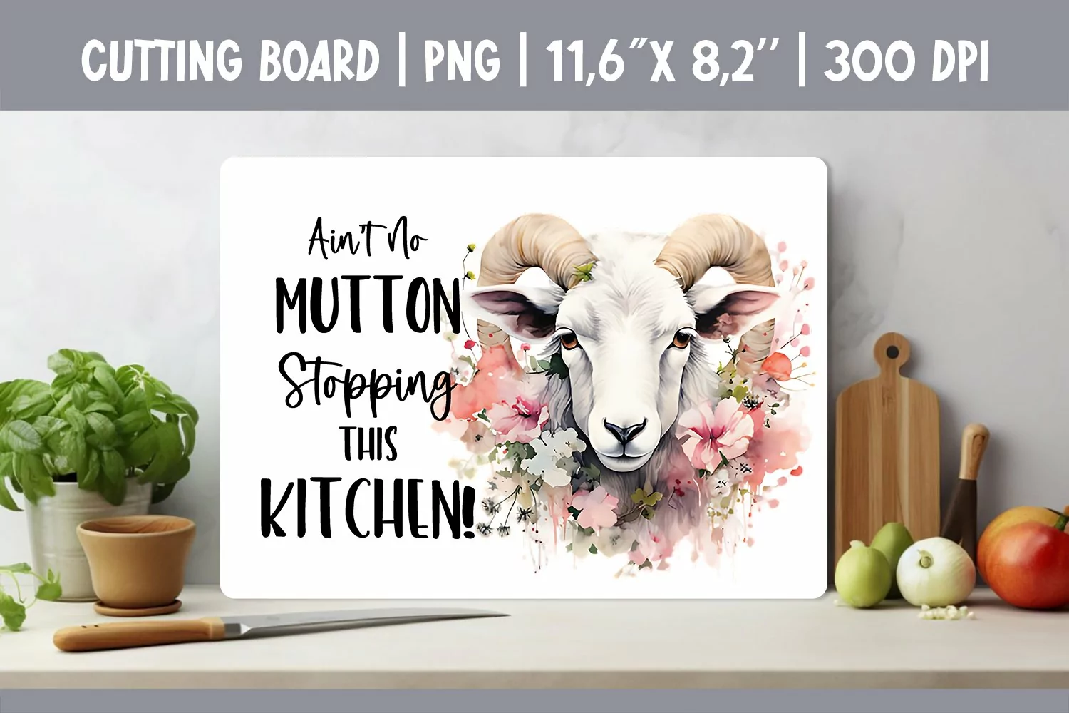 Farmhouse Kitchen Cutting Board Sublimation Design Sheep product image 1