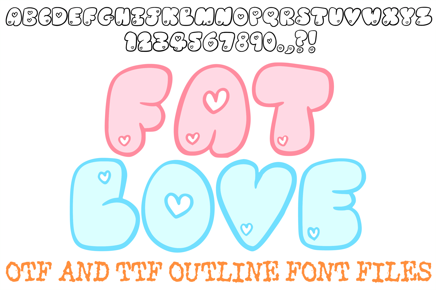 Fat Love Lettering Font Cute Heart ABC OTF Type by Squeeb Creative