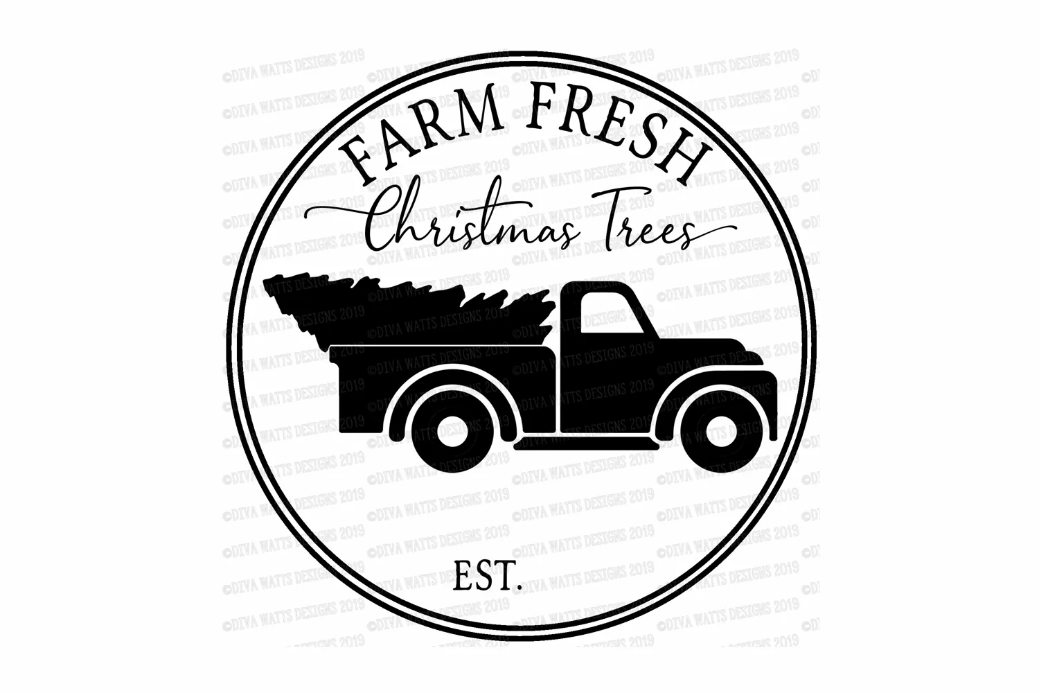 Farm Fresh Christmas Trees - Farmhouse Family Sign Cut File product image 1
