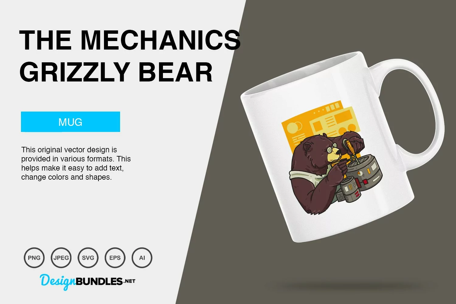 The Mechanics Grizzly Bear Vector Illustration product image 1