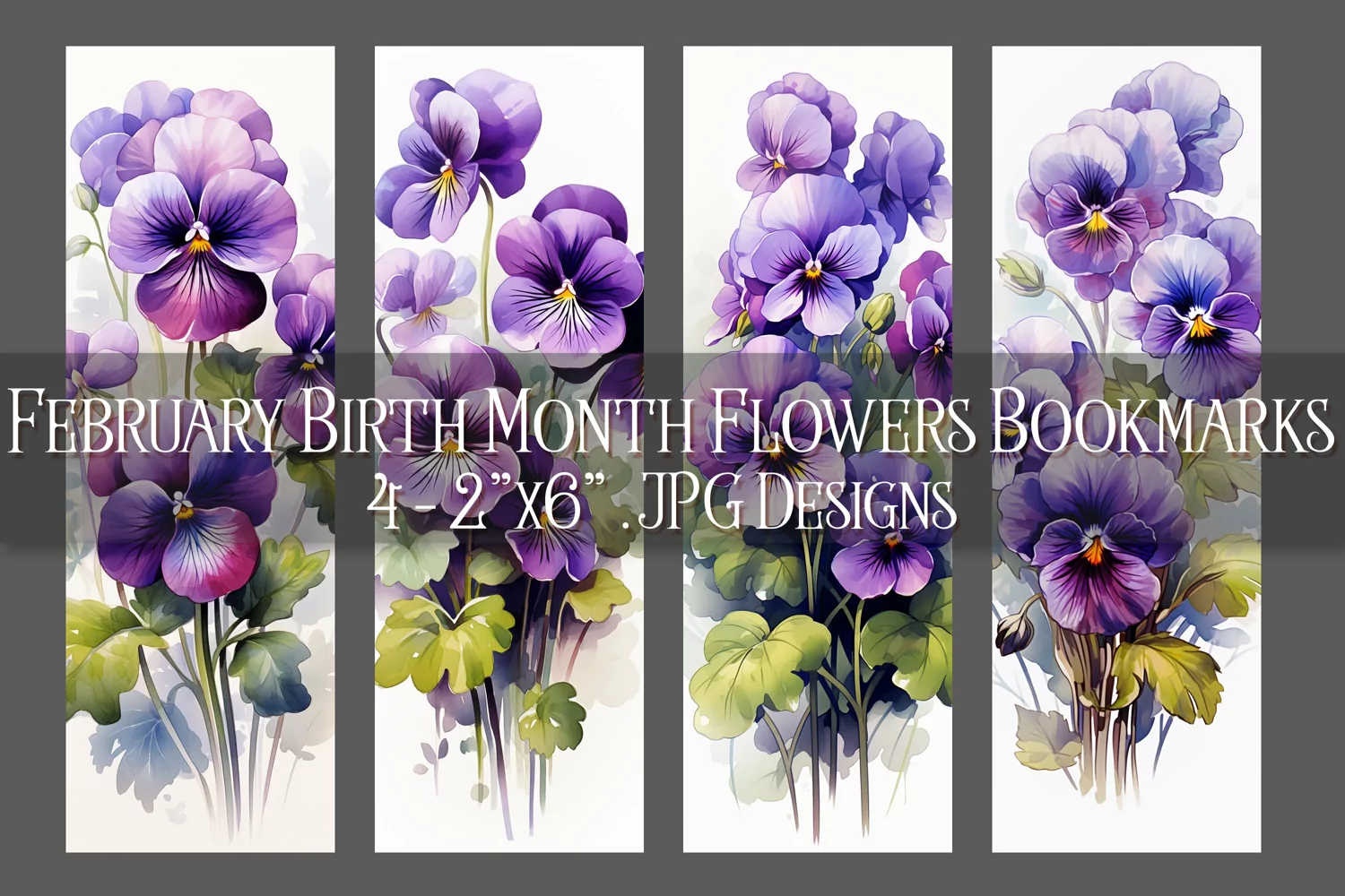 Floral Bookmark, February Bookmark, Violets Bookmarks, s1 product image 1