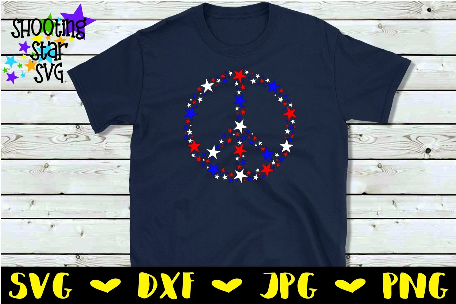 Peace Sign with Red White and Blue Stars- Fourth of July SVG product image 1