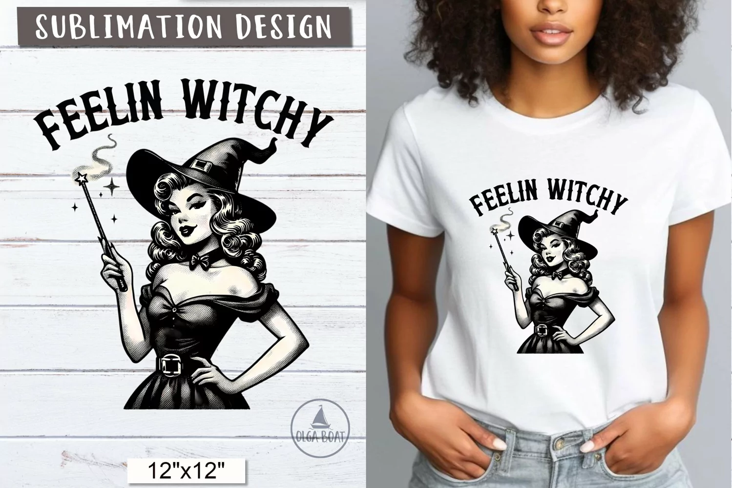 Feelin witchy  Vintage witch sublimation Halloween png