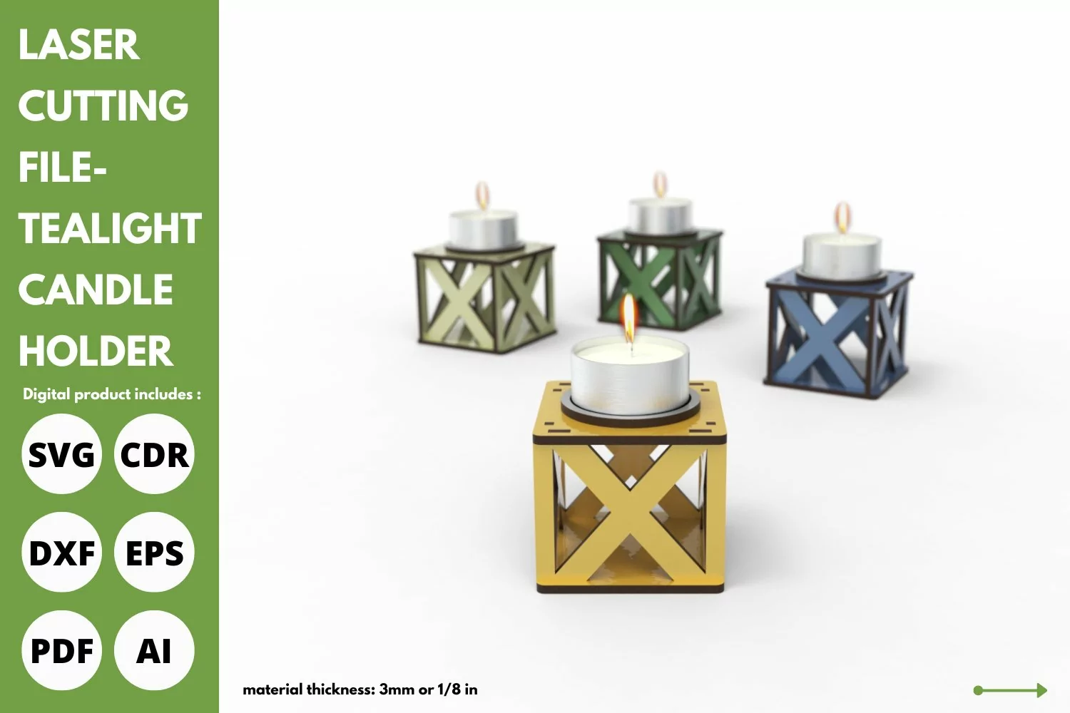 Fence vintage design tea candle stand svg laser cutting file product image 1