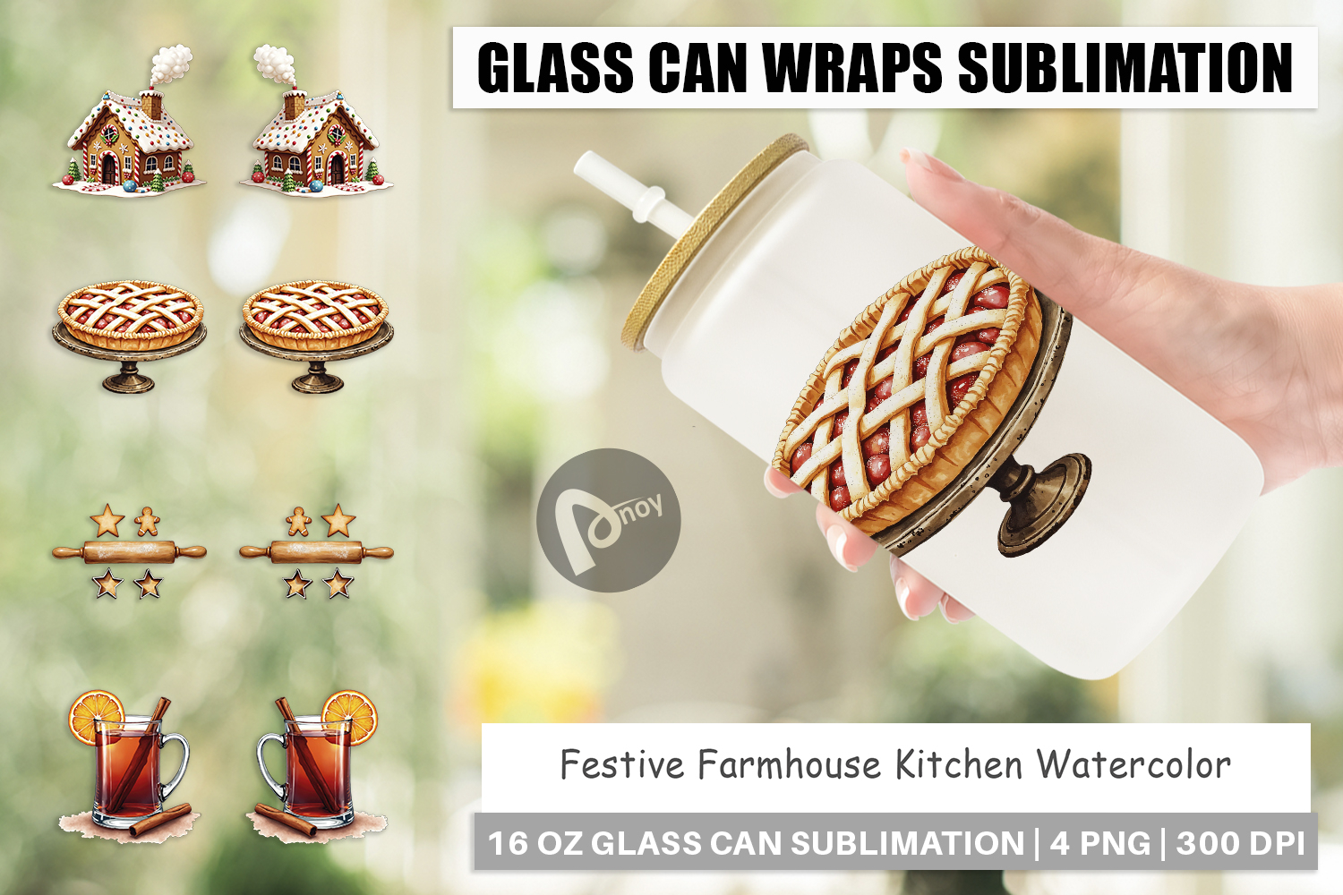 Festive Farmhouse Kitchen Glass Can product image 1
