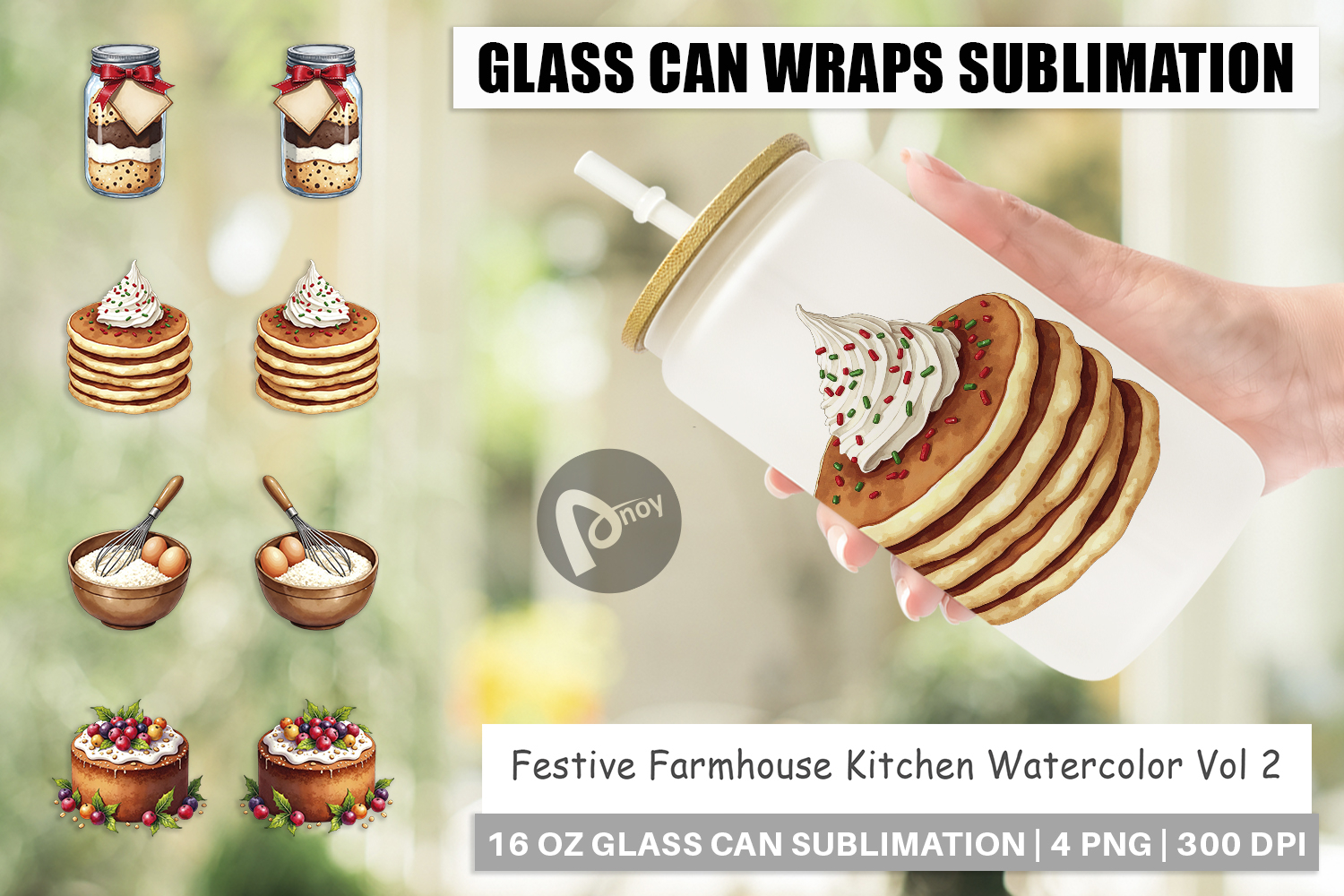 Festive Farmhouse Kitchen Glass Can product image 1