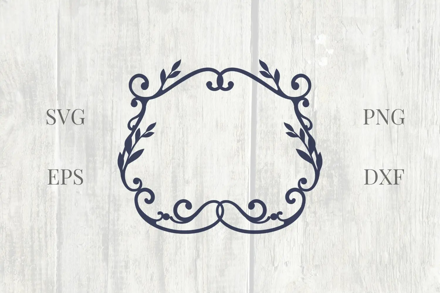 Filigree Vintage Wedding Frame with Leaves SVG