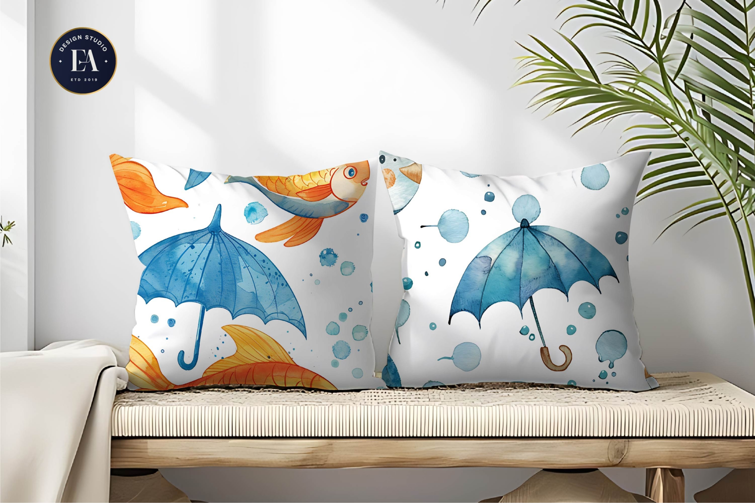 Magical Umbrella Finned Fish Watercolor Seamless Paper product image 1