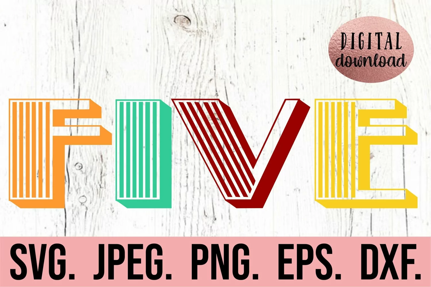 5th Birthday SVG - Fifth Birthday Vintage Five Retro Clipart product image 1