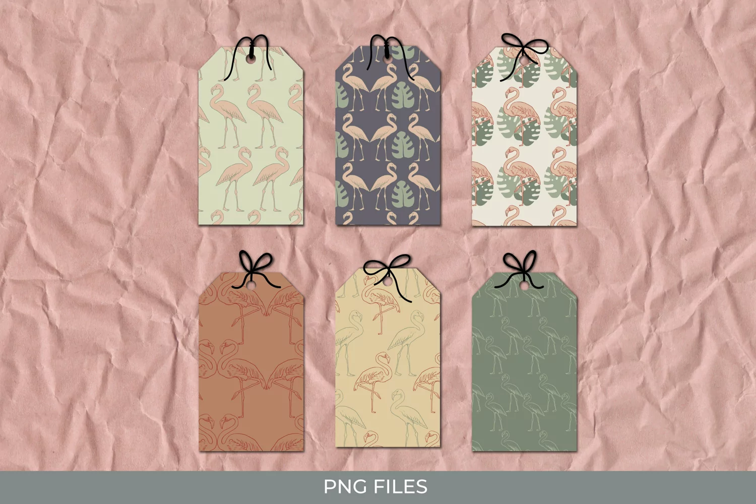 Flamingo with Vintage Color Seamless Pattern Shaped Tag product image 1
