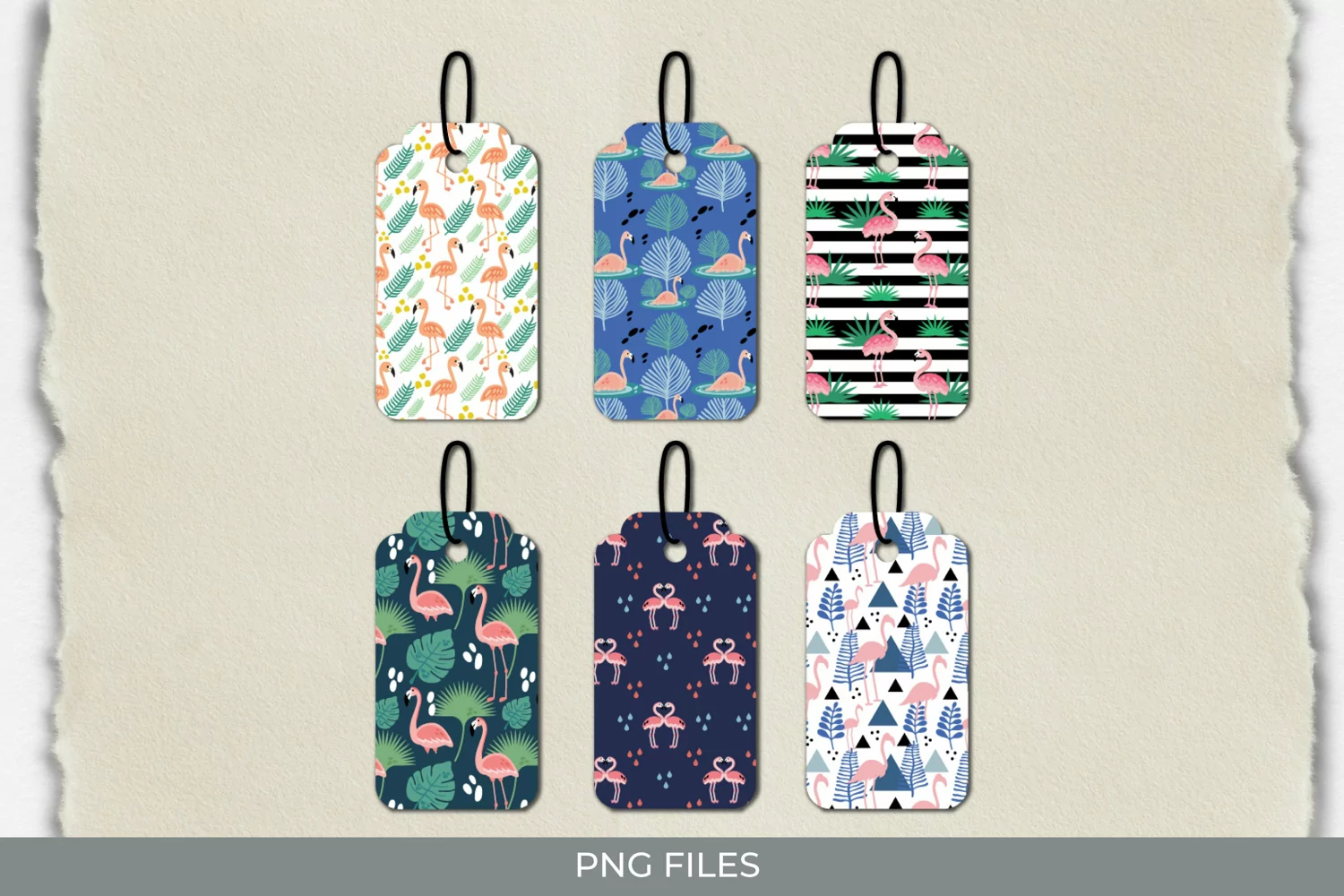 Flamingo with Vintage Color Seamless Pattern Shaped Tag product image 1