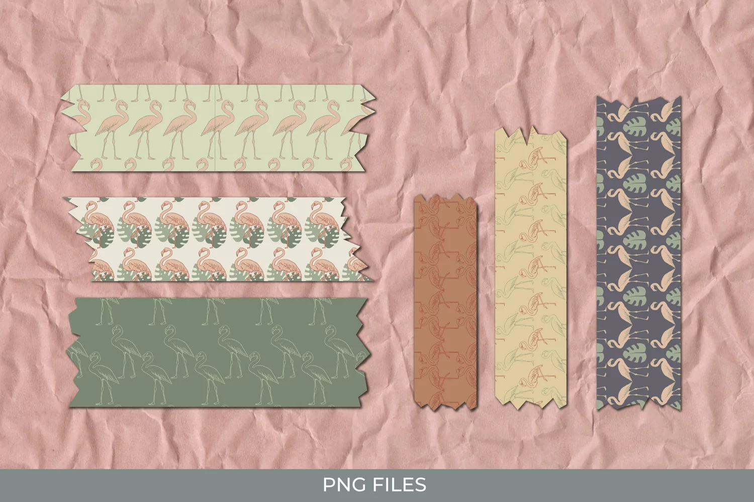 Flamingo with Vintage Color Seamless Pattern Tape product image 1