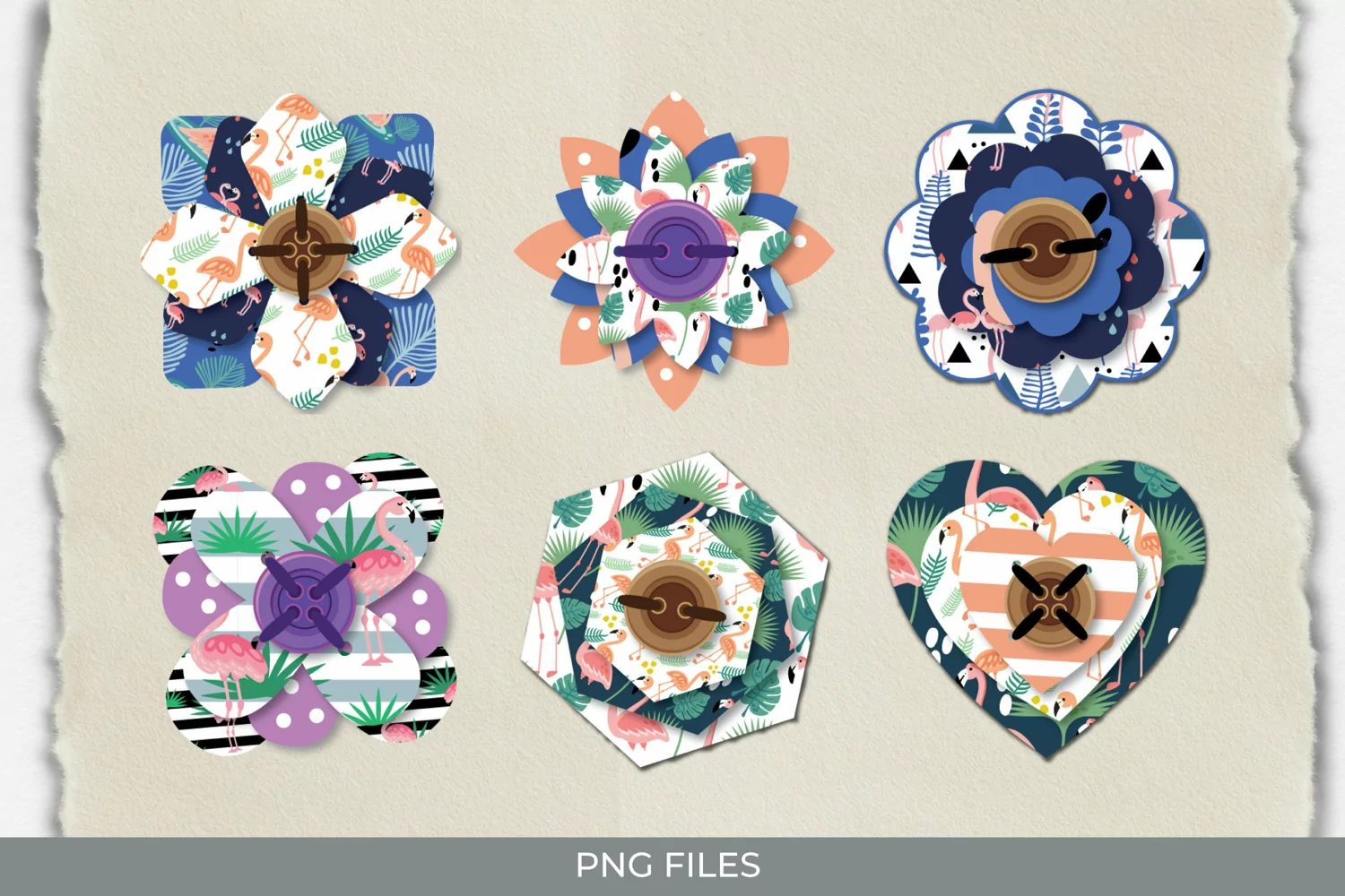 Flamingo with Vintage Color Seamless Pattern Button product image 1