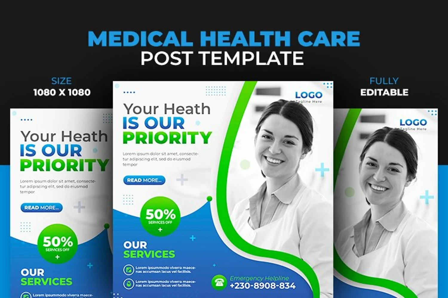 Flat Medical Healthcare Banner or Instagram Design Template product image 1
