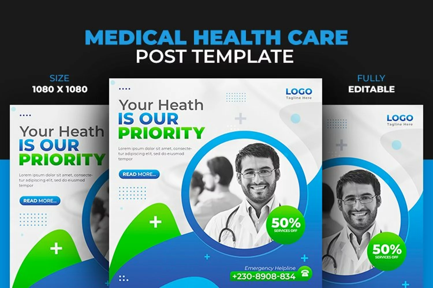 Flat Medical Healthcare Banner or Instagram Design Template product image 1