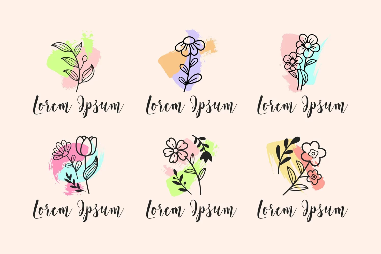 Floral Colorful Brush Logo Templates product image 1