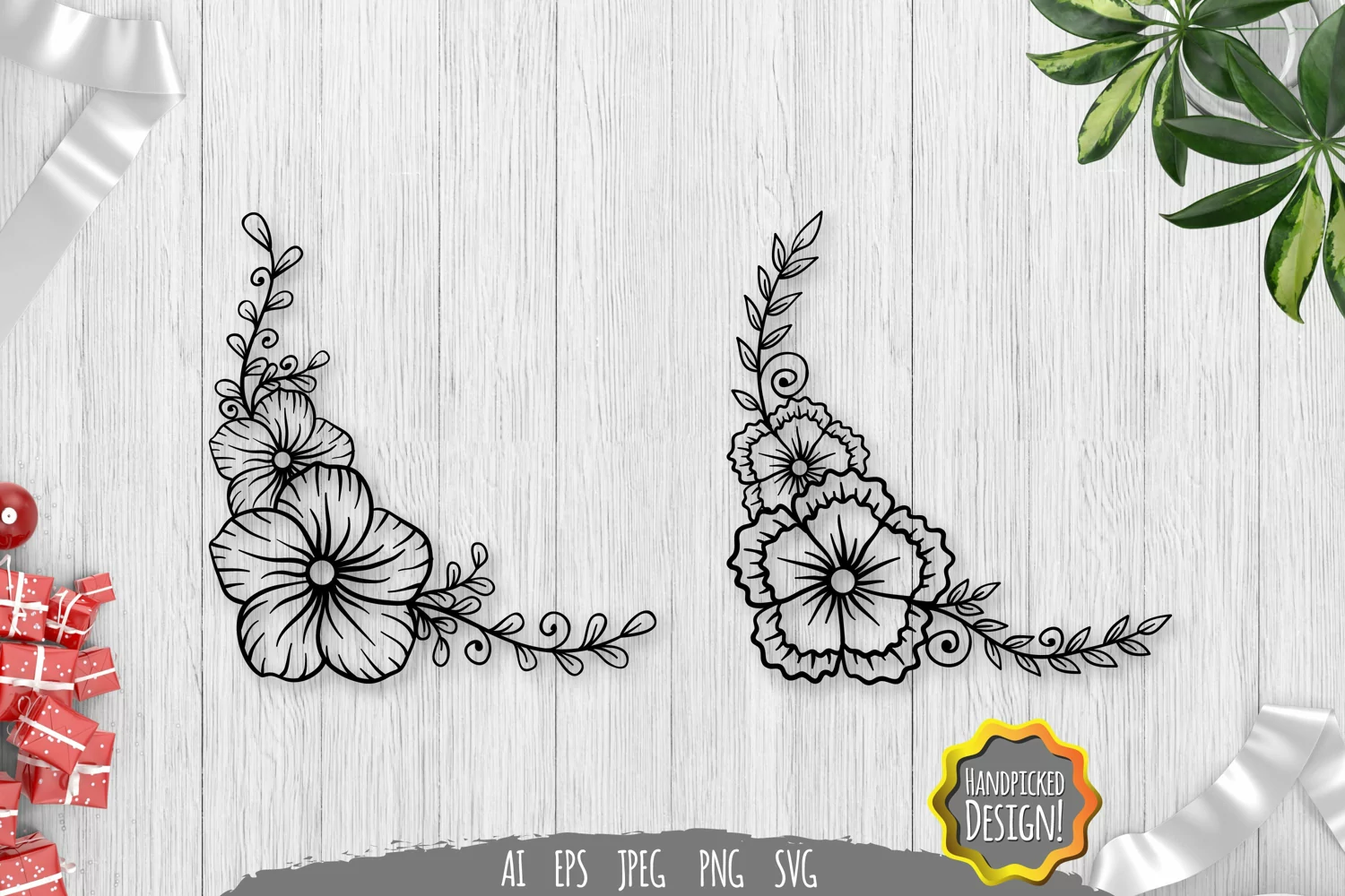 Floral Corner Border SVG File product image 1