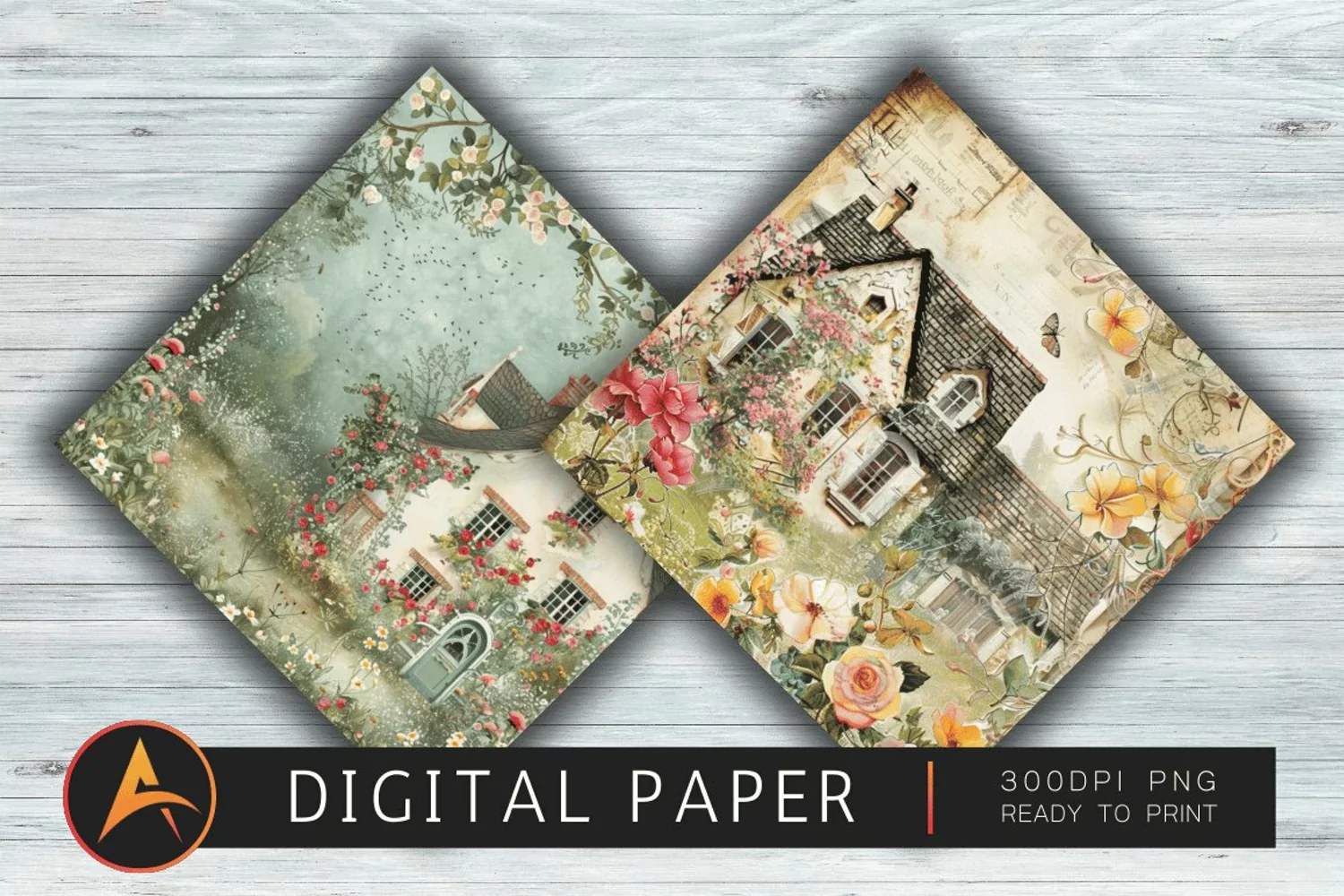 FLORAL COTTAGE Digital paper product image 1