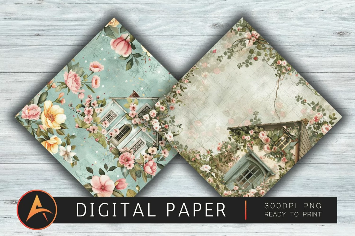 FLORAL COTTAGE Digital paper product image 1
