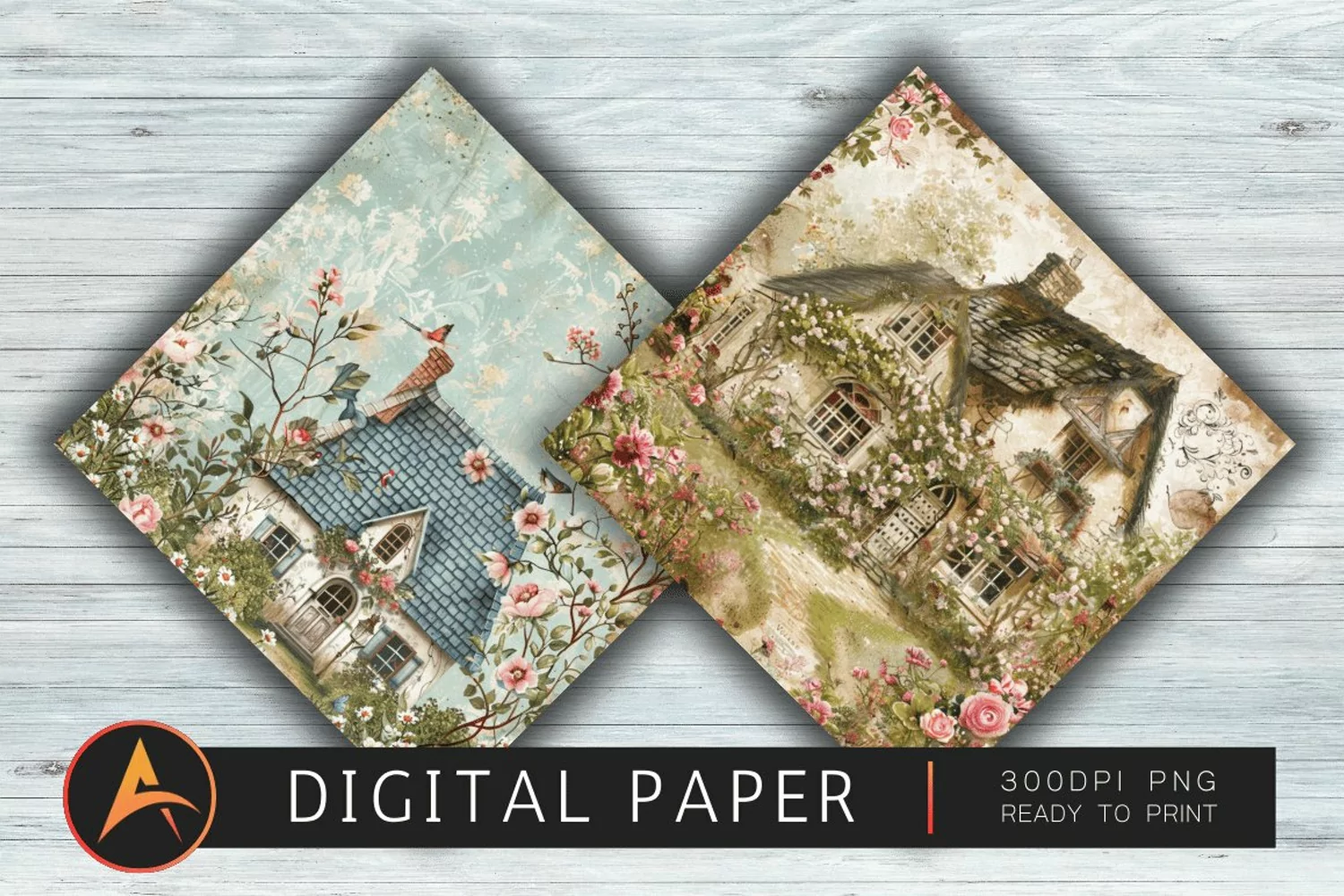 FLORAL COTTAGE Digital paper product image 1