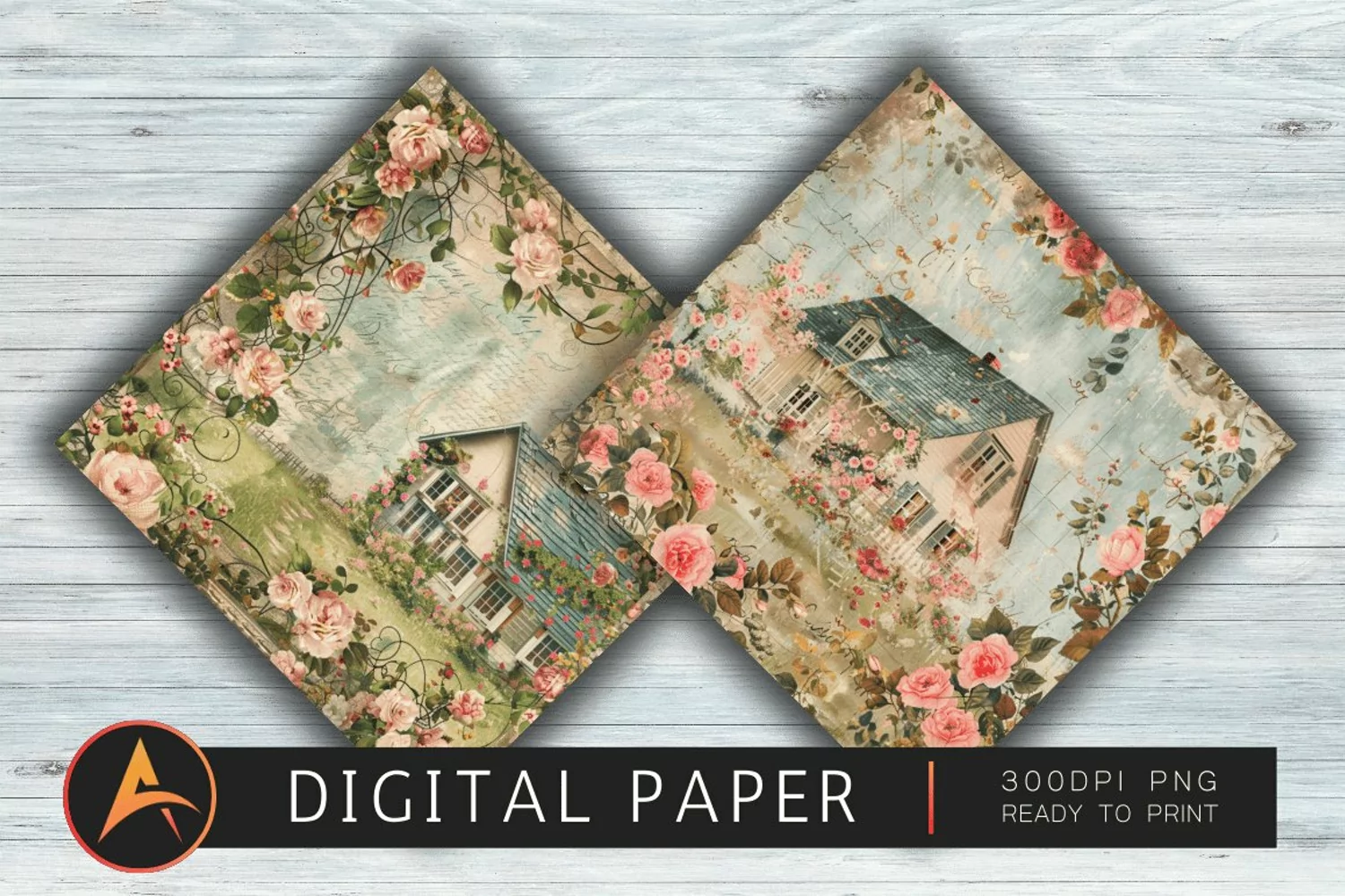 FLORAL COTTAGE Digital paper product image 1
