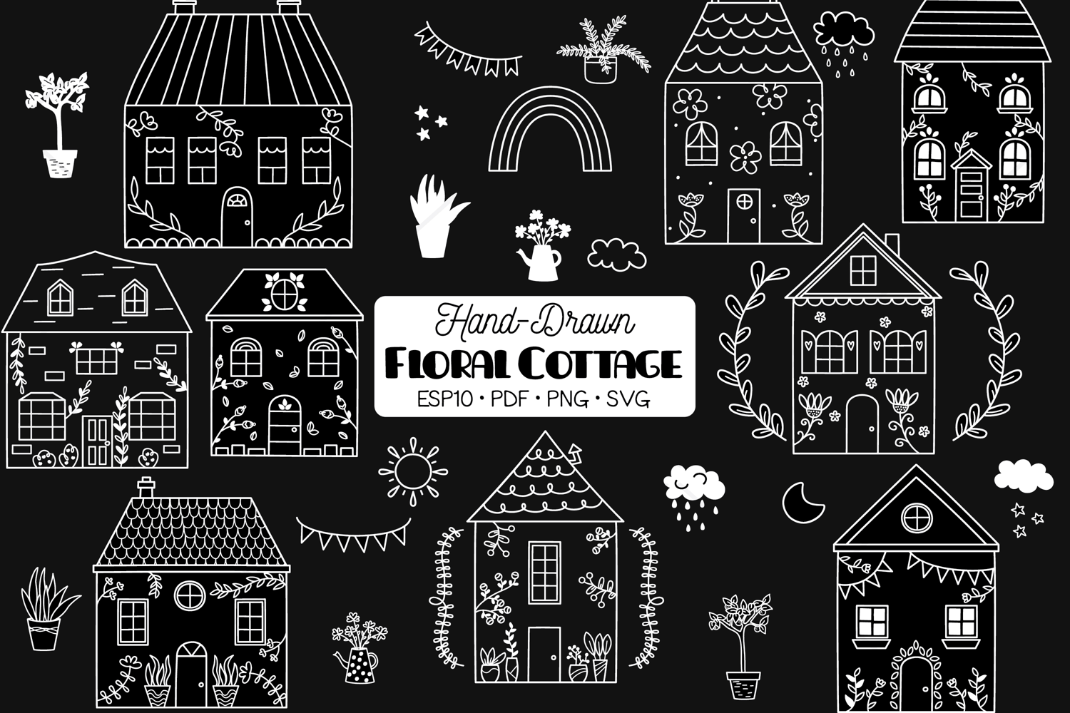 Floral Cottage White Doodles, Home, House, Flower, Plants product image 1