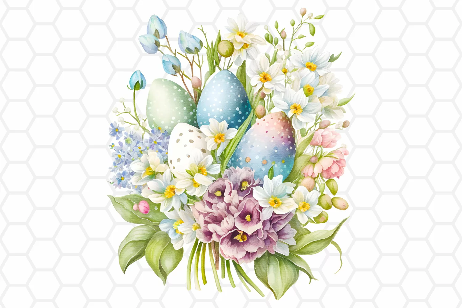 Floral Easter Bouquet Watercolor Clipart Sublimation