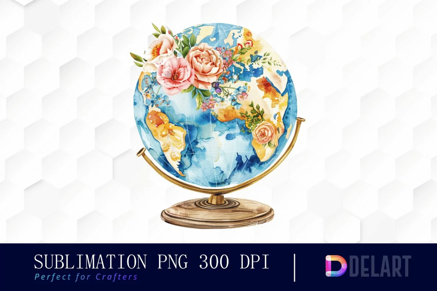 Floral Globe Watercolor Clipart product image 1