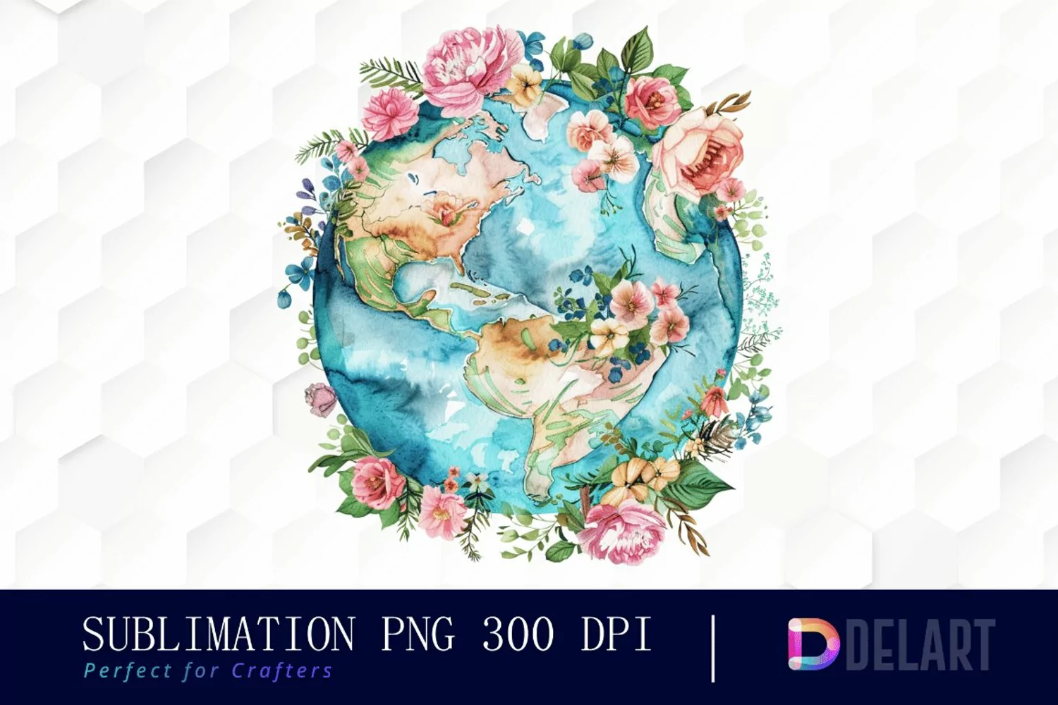 Floral Globe Watercolor Clipart product image 1