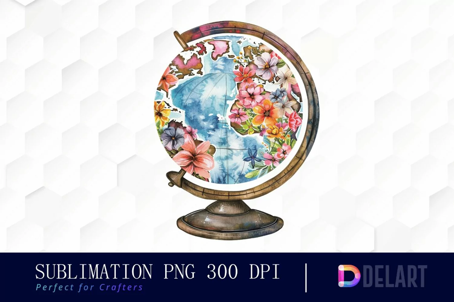 Floral Globe Watercolor Clipart product image 1