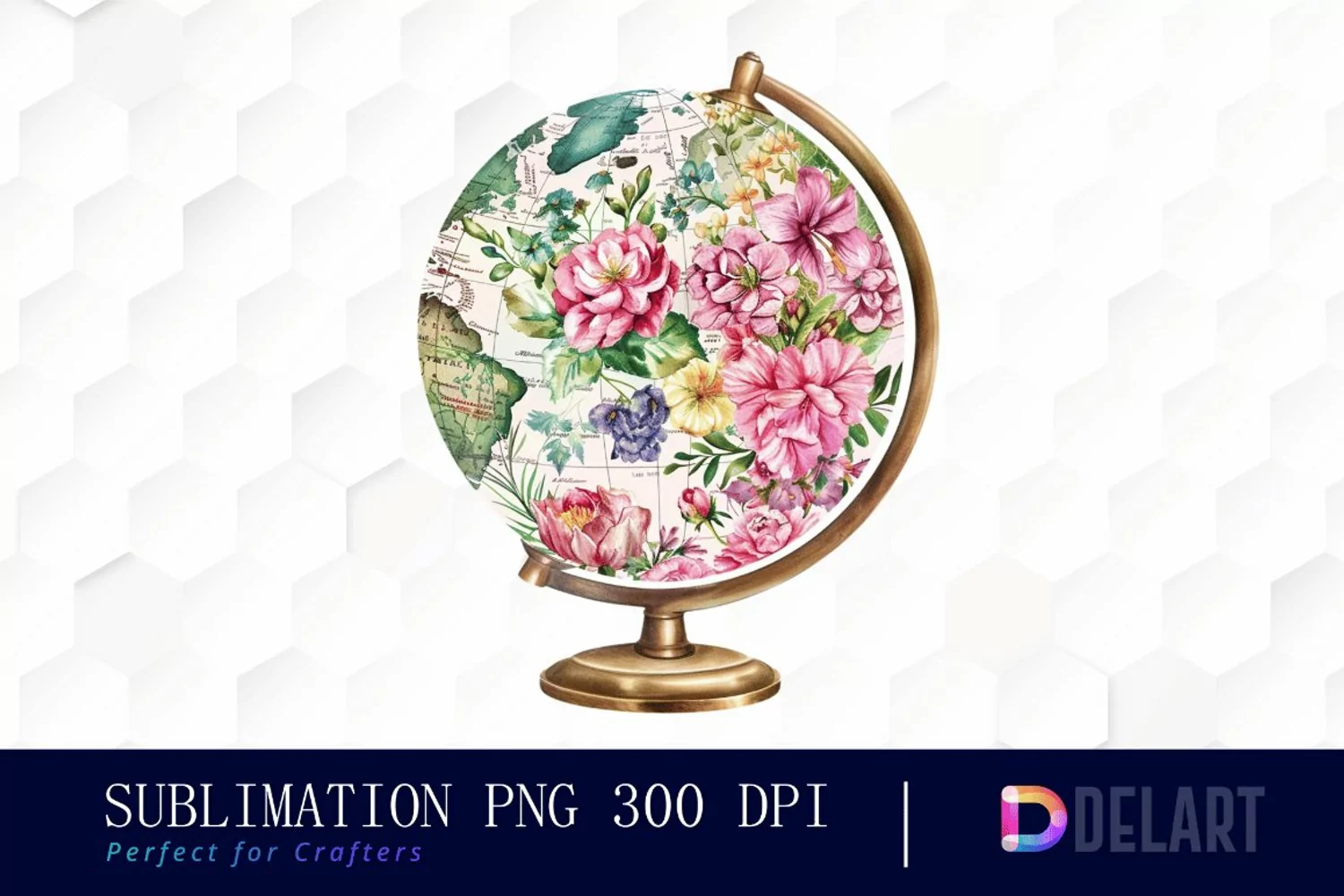 Floral Globe Watercolor Clipart product image 1