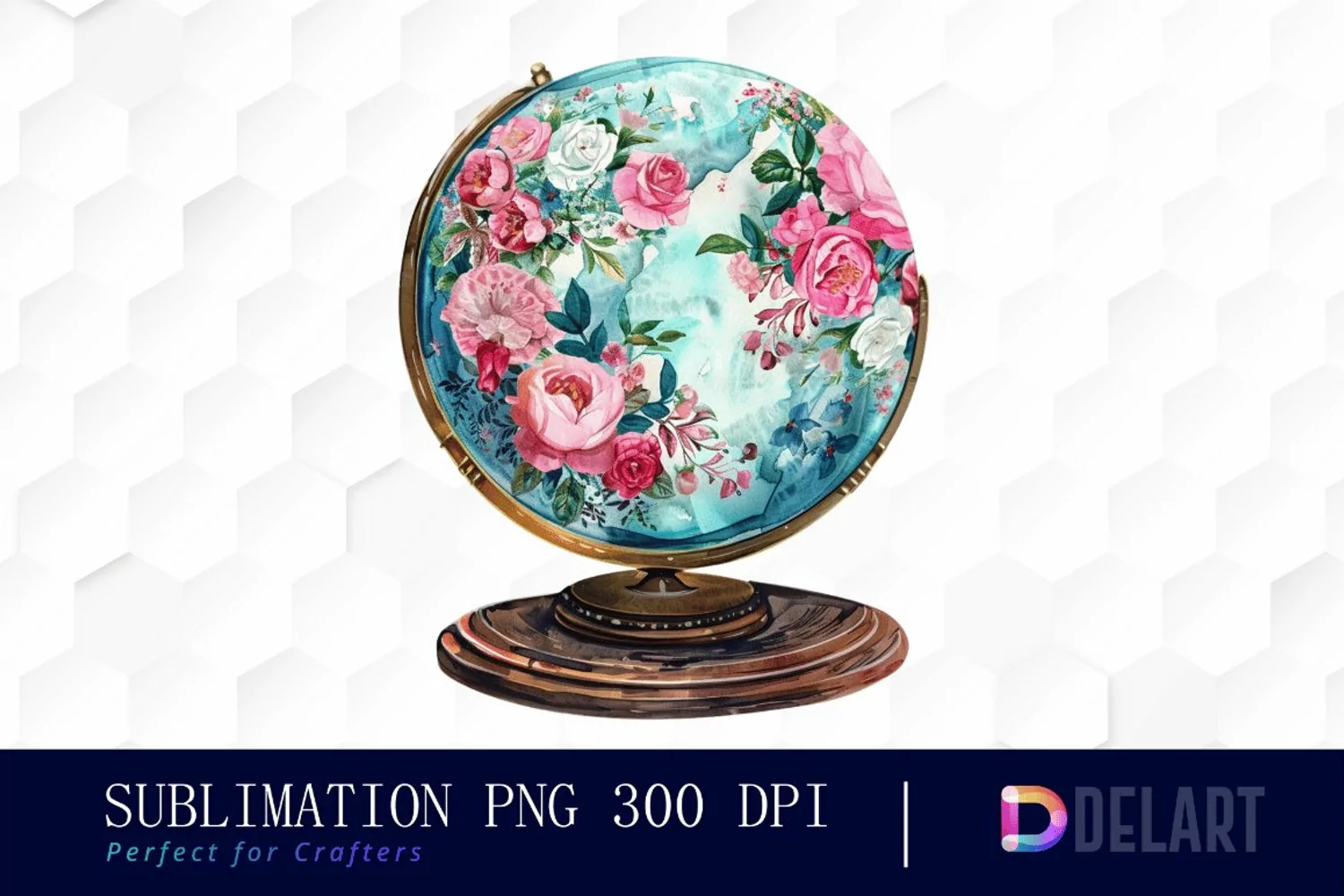 Floral Globe Watercolor Clipart product image 1