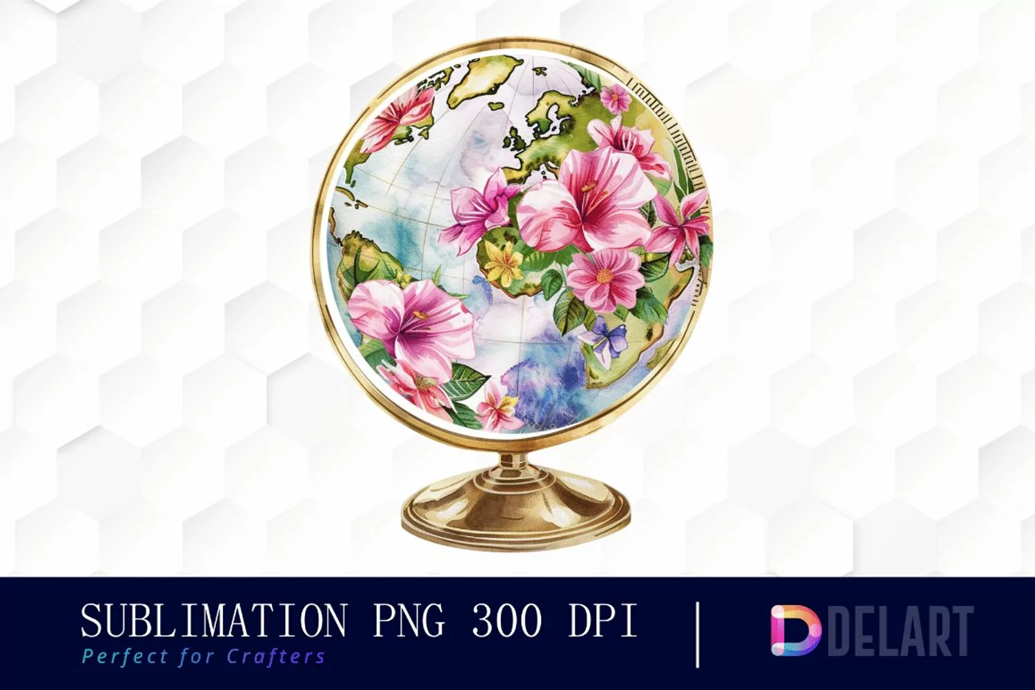 Floral Globe Watercolor Clipart product image 1
