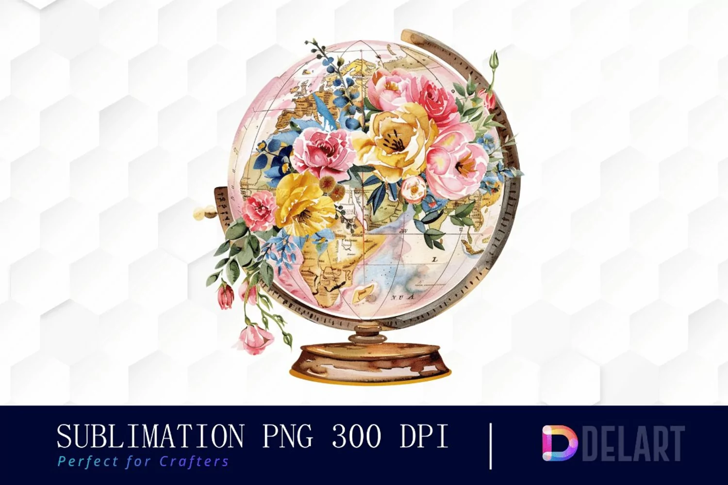 Floral Globe Watercolor Clipart product image 1