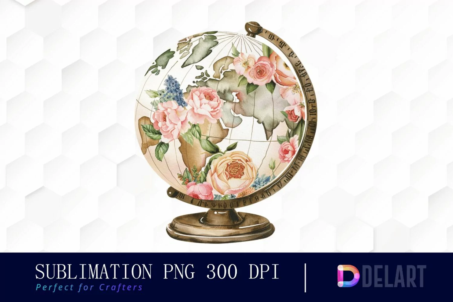 Floral Globe Watercolor Clipart product image 1