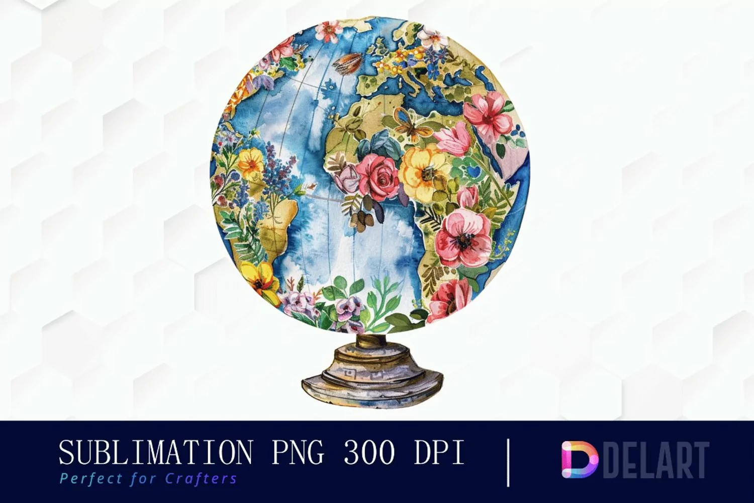 Floral Globe Watercolor Clipart product image 1