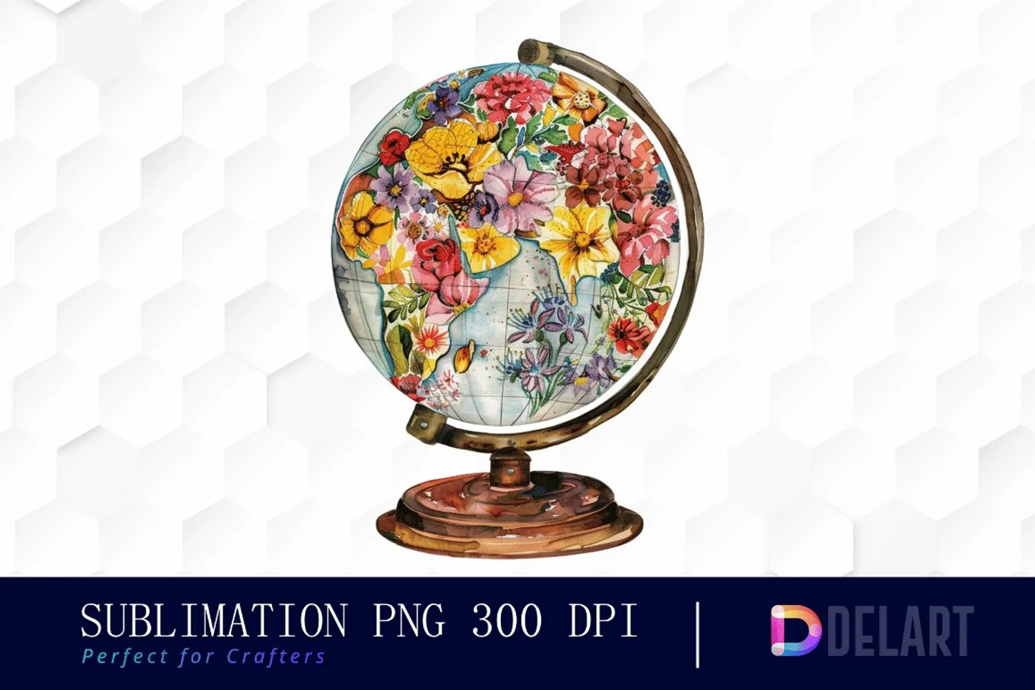 Floral Globe Watercolor Clipart product image 1